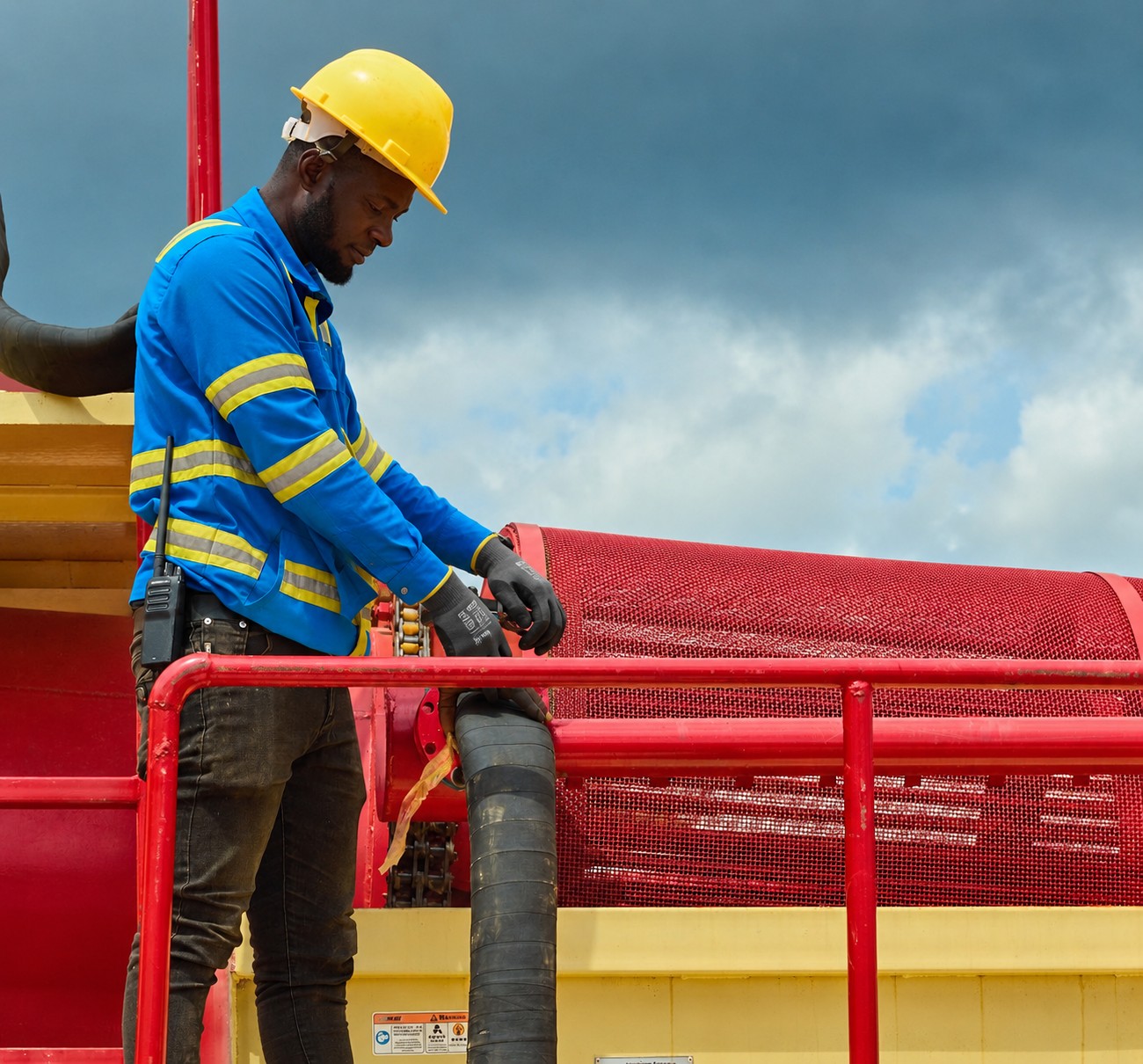 An operator at the gravity processing plant