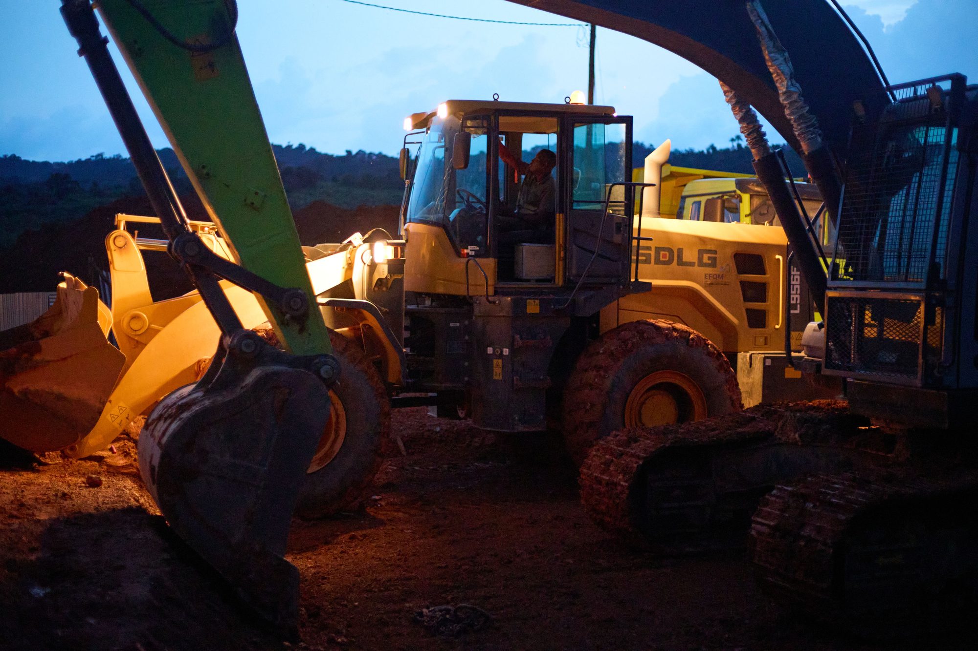 Nova Mines loader fleet at dusk